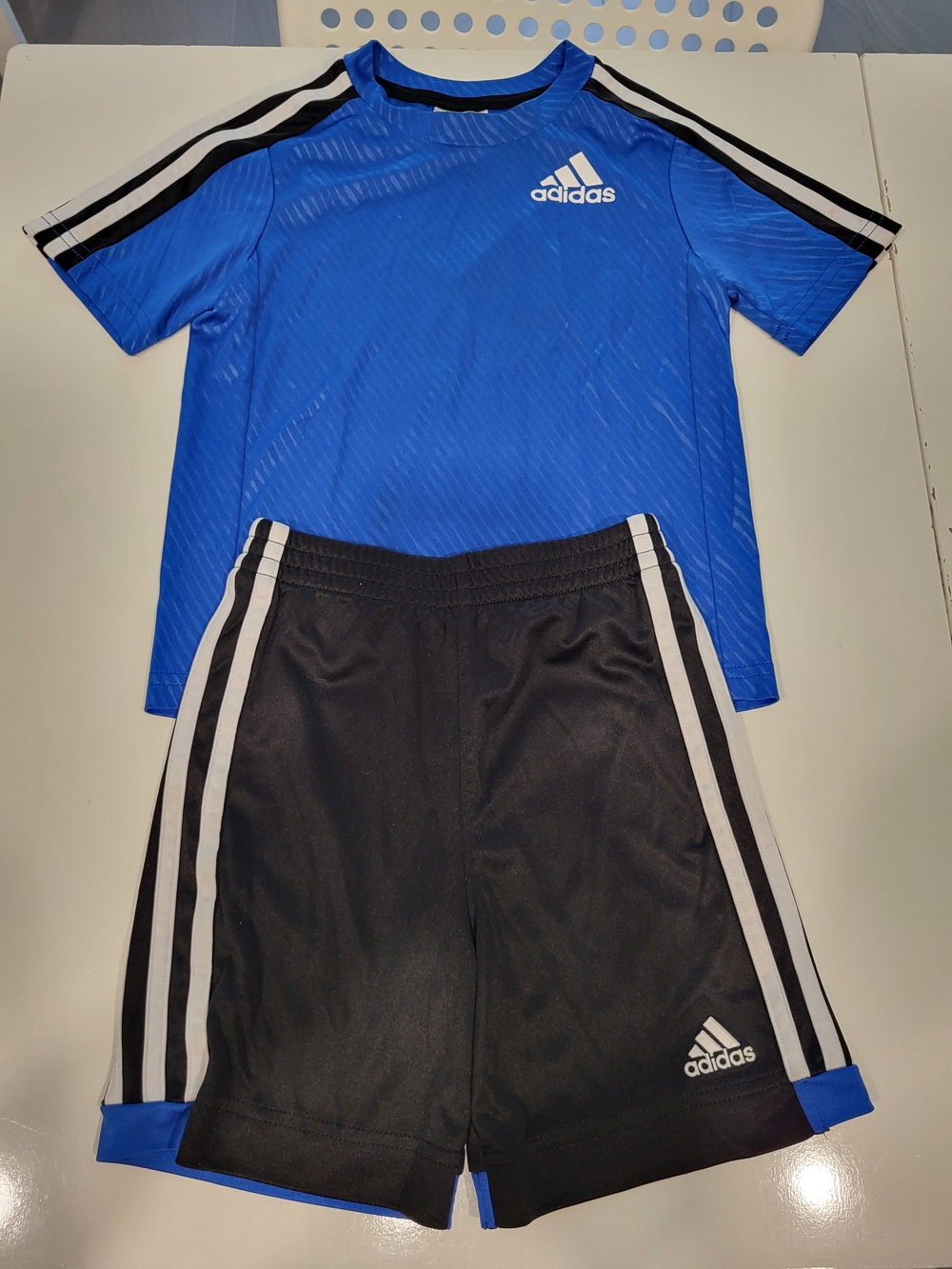 Boys Adidas Blue & Black Kids Athletic Tee and Shorts Set, Size 3T